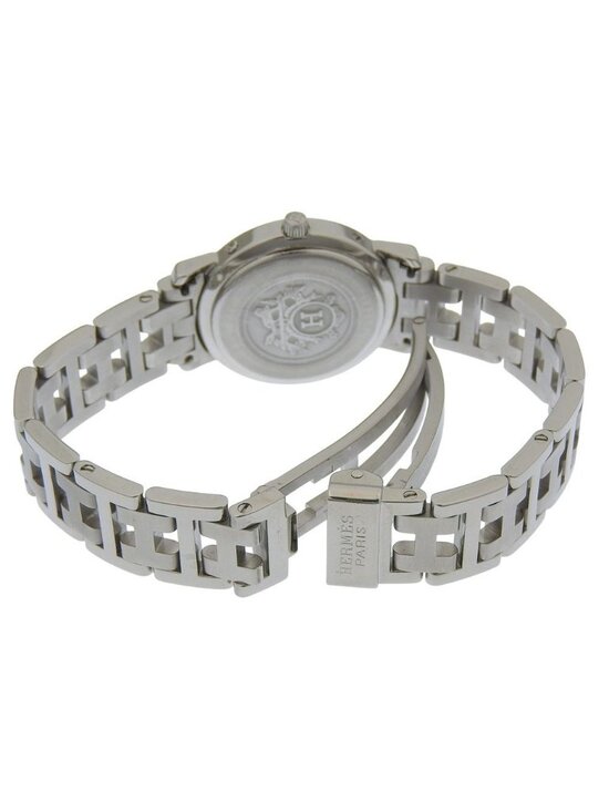 Pre-Owned Hermes HERMES Clipper Watch CL4.210 Stainless  Hermes Clipper Stainless Steel Quartz Analog Display Gray Dial Watch